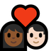 Bagaimana Couple with Heart: Woman, Man, Medium-Dark Skin Tone, Light Skin Tone emoji terlihat di Microsoft.