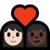 Bagaimana Couple with Heart: Woman, Woman, Light Skin Tone, Dark Skin Tone emoji terlihat di Microsoft.