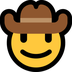 Bagaimana Cowboy Hat Face emoji terlihat di Microsoft.