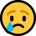 Bagaimana Crying Face emoji terlihat di Microsoft.