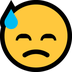 Bagaimana Downcast Face with Sweat emoji terlihat di Microsoft.