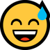 Bagaimana Grinning Face with Sweat emoji terlihat di Microsoft.