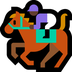 Hoe Jockey op renpaard: donkere huidskleur emoji eruit ziet op Microsoft.