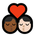 Bagaimana Kiss: Man, Man, Medium-Dark Skin Tone, Light Skin Tone emoji terlihat di Microsoft.