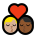 Bagaimana Kiss: Man, Man, Medium-Light Skin Tone, Medium-Dark Skin Tone emoji terlihat di Microsoft.