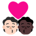 Bagaimana Kiss: Person, Person, Light Skin Tone, Dark Skin Tone emoji terlihat di Microsoft.