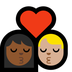 Bagaimana Kiss: Woman, Man, Medium-Dark Skin Tone, Medium-Light Skin Tone emoji terlihat di Microsoft.