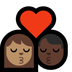 Bagaimana Kiss: Woman, Man, Medium Skin Tone, Dark Skin Tone emoji terlihat di Microsoft.