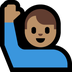 Bagaimana Man Raising Hand: Medium Skin Tone emoji terlihat di Microsoft.