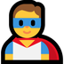 Bagaimana Man Superhero emoji terlihat di Microsoft.