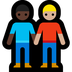 Bagaimana Men Holding Hands: Dark Skin Tone, Medium-Light Skin Tone emoji terlihat di Microsoft.