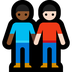 Bagaimana Men Holding Hands: Medium-Dark Skin Tone, Light Skin Tone emoji terlihat di Microsoft.