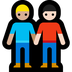 Bagaimana Men Holding Hands: Medium-Light Skin Tone, Light Skin Tone emoji terlihat di Microsoft.