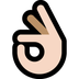 Bagaimana OK Hand: Light Skin Tone emoji terlihat di Microsoft.