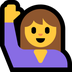 Bagaimana Person Raising Hand emoji terlihat di Microsoft.