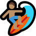 Bagaimana Person Surfing: Medium Skin Tone emoji terlihat di Microsoft.