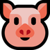 Bagaimana Pig Face emoji terlihat di Microsoft.