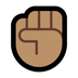 Bagaimana Raised Fist: Medium Skin Tone emoji terlihat di Microsoft.