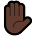 Bagaimana Raised Hand: Dark Skin Tone emoji terlihat di Microsoft.