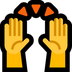 Bagaimana Raising Hands emoji terlihat di Microsoft.