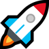 Bagaimana Rocket emoji terlihat di Microsoft.