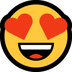 Come Faccina con sorriso e occhi a cuore emoji appare su Microsoft.