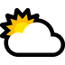 Bagaimana Sun Behind Cloud emoji terlihat di Microsoft.