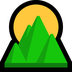 Bagaimana Sunrise over Mountains emoji terlihat di Microsoft.