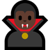 Bagaimana Vampire: Dark Skin Tone emoji terlihat di Microsoft.