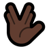 Bagaimana Vulcan Salute: Dark Skin Tone emoji terlihat di Microsoft.