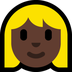 Hoe Vrouw met blond haar: donkere huidskleur emoji eruit ziet op Microsoft.