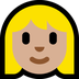 Hoe Vrouw met blond haar: lichtgetinte huidskleur emoji eruit ziet op Microsoft.