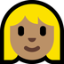 Hoe Vrouw met blond haar: getinte huidskleur emoji eruit ziet op Microsoft.