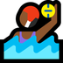 Hoe Vrouw die waterpolo speelt: donkergetinte huidskleur emoji eruit ziet op Microsoft.