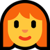 Bagaimana Woman: Red Hair emoji terlihat di Microsoft.