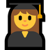 Bagaimana Woman Student emoji terlihat di Microsoft.