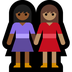 Hoe Vrouwen hand in hand: donkergetinte huidskleur, getinte huidskleur emoji eruit ziet op Microsoft.