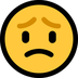 Bagaimana Worried Face emoji terlihat di Microsoft.