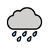 Bagaimana Cloud with Rain emoji terlihat di Openmoji.