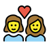 איך זוג עם לב: אישה, אישה emoji נראה על Openmoji.