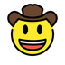 Bagaimana Cowboy Hat Face emoji terlihat di Openmoji.