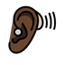 Bagaimana Ear with Hearing Aid: Dark Skin Tone emoji terlihat di Openmoji.