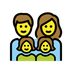 A quoi ressemblent les emoji Famille: homme, femme, fille et fille sur Openmoji.