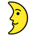 Bagaimana First Quarter Moon Face emoji terlihat di Openmoji.