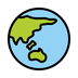 Bagaimana Globe Showing Asia-Australia emoji terlihat di Openmoji.