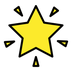 Bagaimana Glowing Star emoji terlihat di Openmoji.