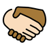 Bagaimana Handshake: Light Skin Tone, Medium-Dark Skin Tone emoji terlihat di Openmoji.