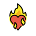 Bagaimana Heart on Fire emoji terlihat di Openmoji.