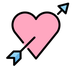 Bagaimana Heart with Arrow emoji terlihat di Openmoji.