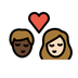 Bagaimana Kiss: Person, Person, Dark Skin Tone, Light Skin Tone emoji terlihat di Openmoji.